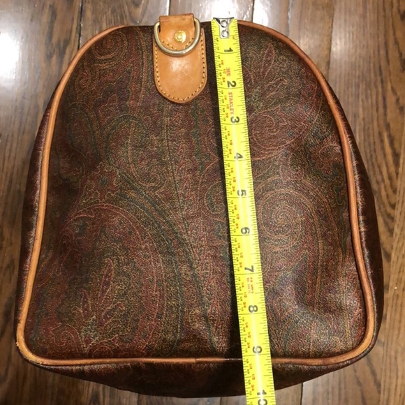 M ETRO MILANO Paisley Coated Canvas Vachetta Leather Boston Shoulder Weekend Bag - Picture 12 of 17